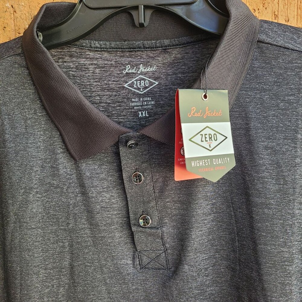 Red Jacket Mens Zero-K Tech Polo Shirt Black Heather Moisture Wicking Size XXL - Picture 7 of 10